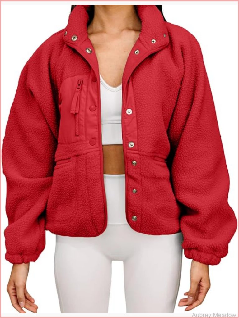 Fleece Faux Fur Lapel Long Sleeve Winter Coat Jacket